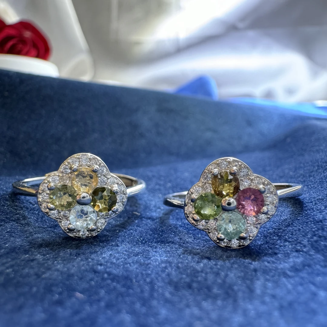 S925银碧玺戒指开口-多样性发一-BX106