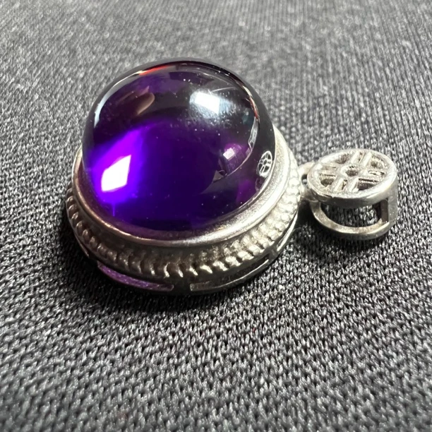 12mm天然紫水晶蛋面锁骨吊坠