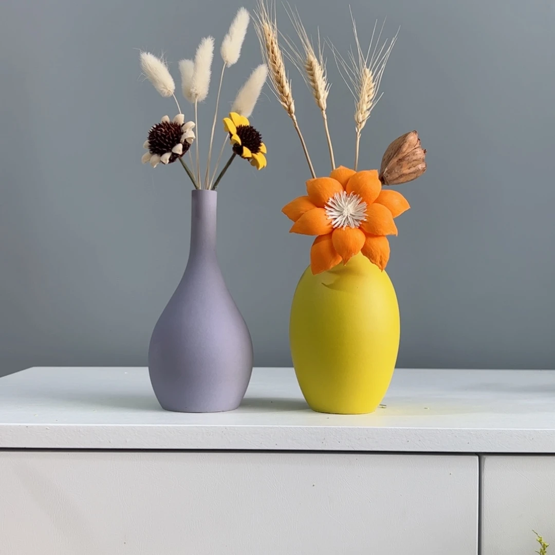 摆件陶瓷小花瓶摆件含花总高约20-30cm