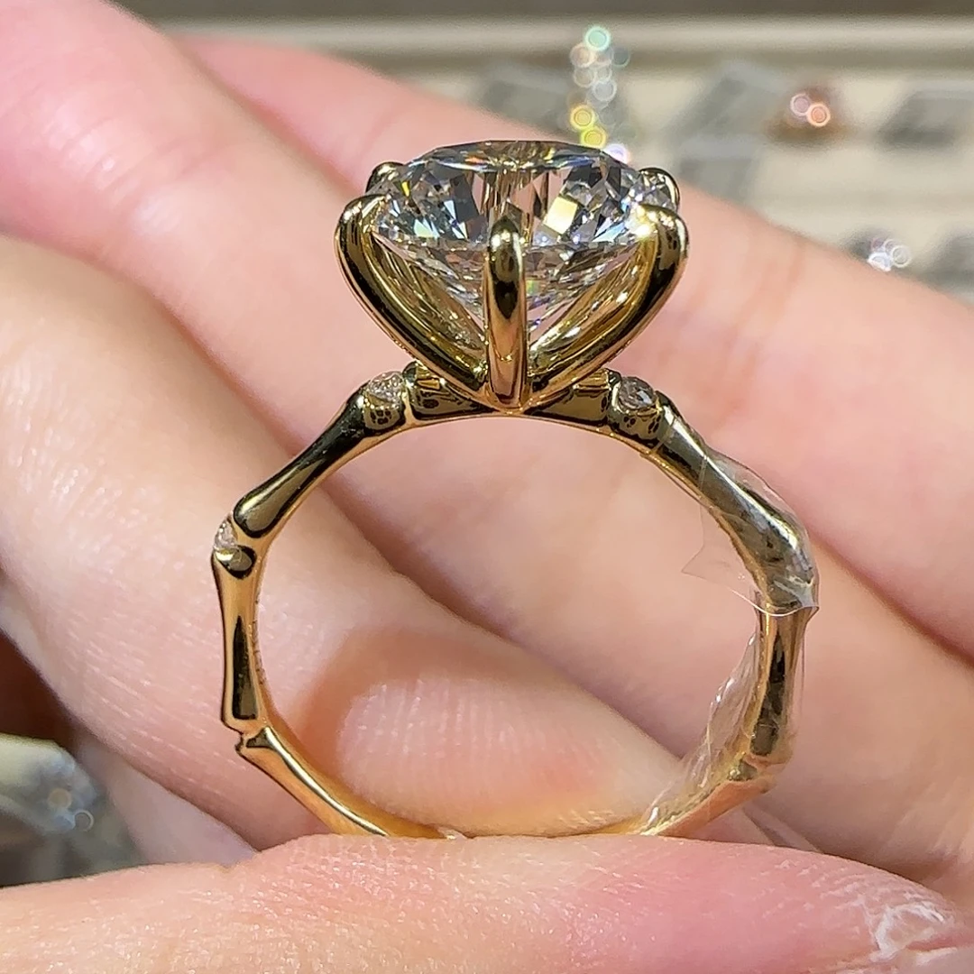 实验室培育钻石18K金镶嵌竹节3卡15