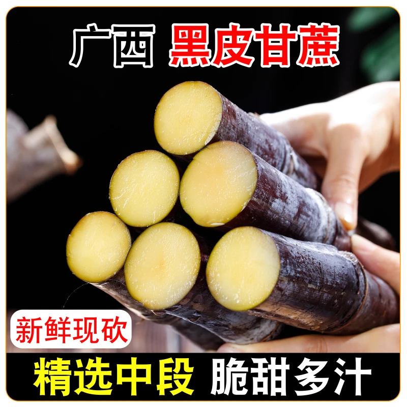 广西黑皮甘蔗5斤9斤应季水果整箱包邮脆甜多汁现砍现发水果甘蔗