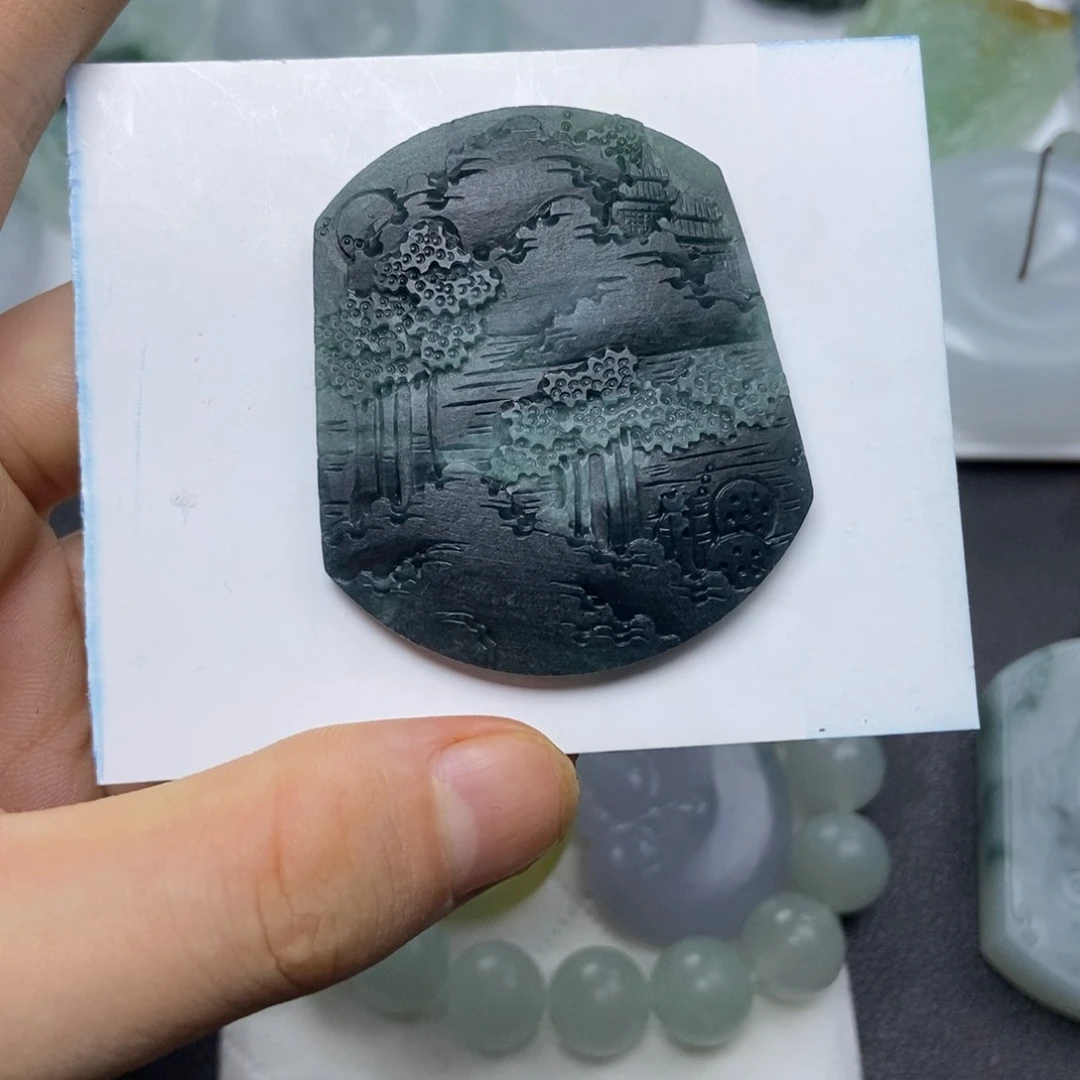 未镶嵌定制翡翠山水