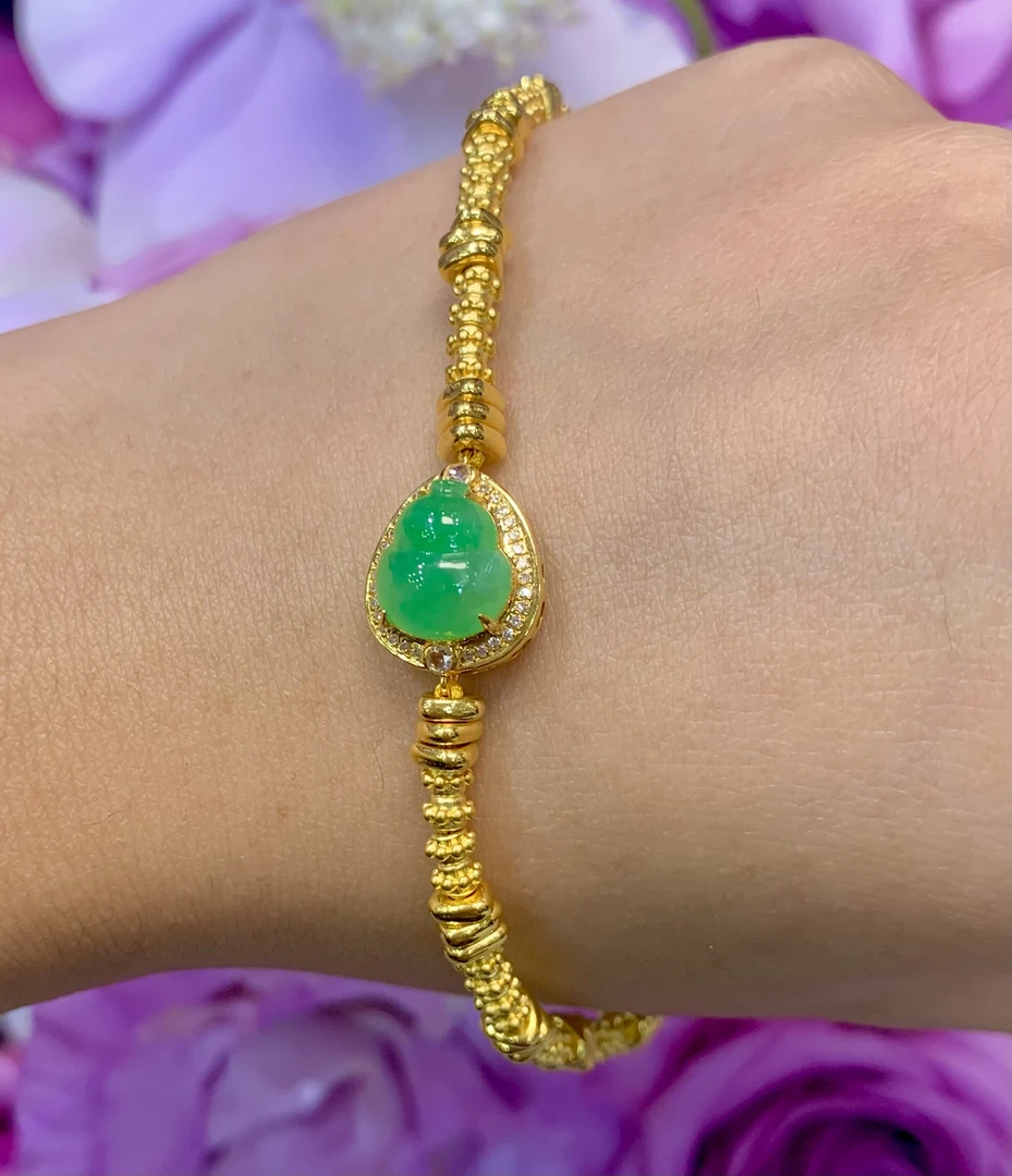 【云中意】18K金镶嵌手链翡翠葫芦 多样性发货一件-lhy