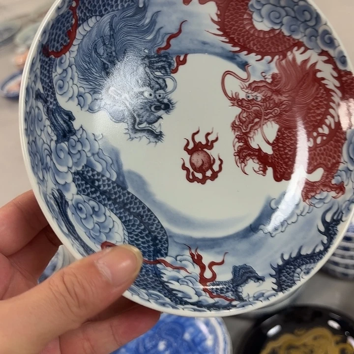 瓷片双龙戏珠大胡乘景德镇