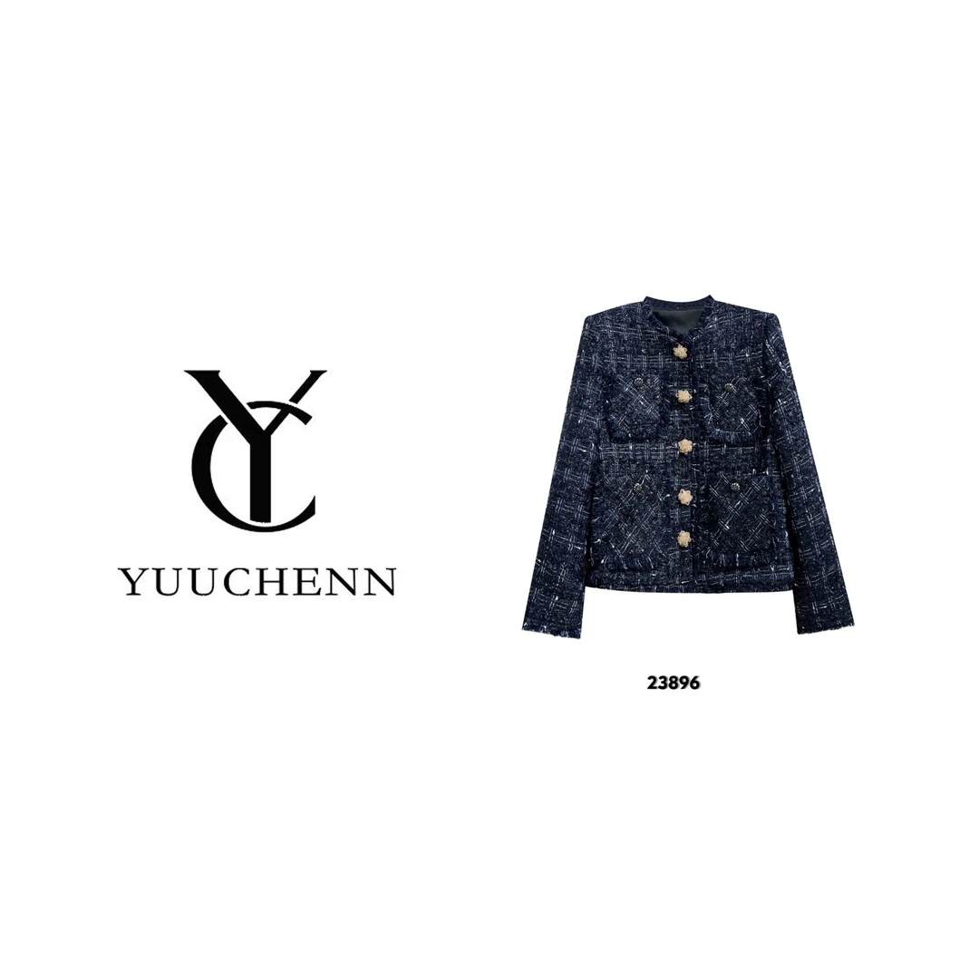 YUUCHENN 时尚轻奢气质小香风外套秋冬粗花呢显瘦穿搭外套 23896