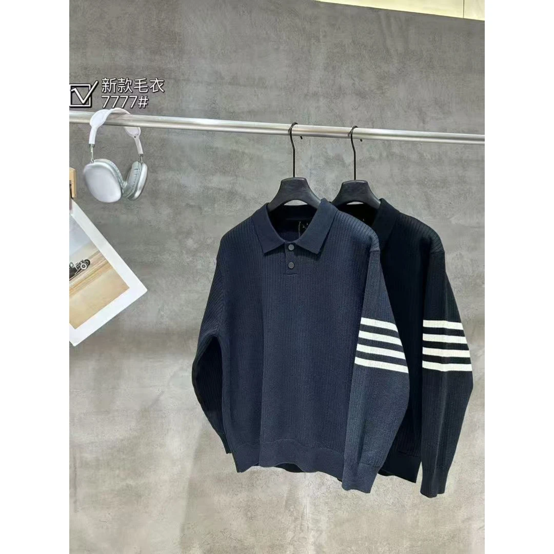 YLZ（1NZ7777#）质感在线- 四道杠Polo厚针织保暖男装毛衣12-13