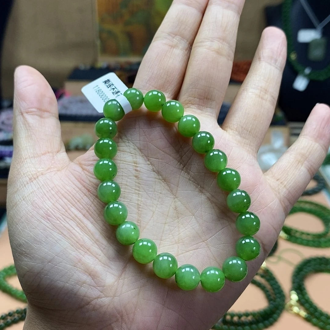和田玉（碧玉）未镶嵌颈饰8mm果绿