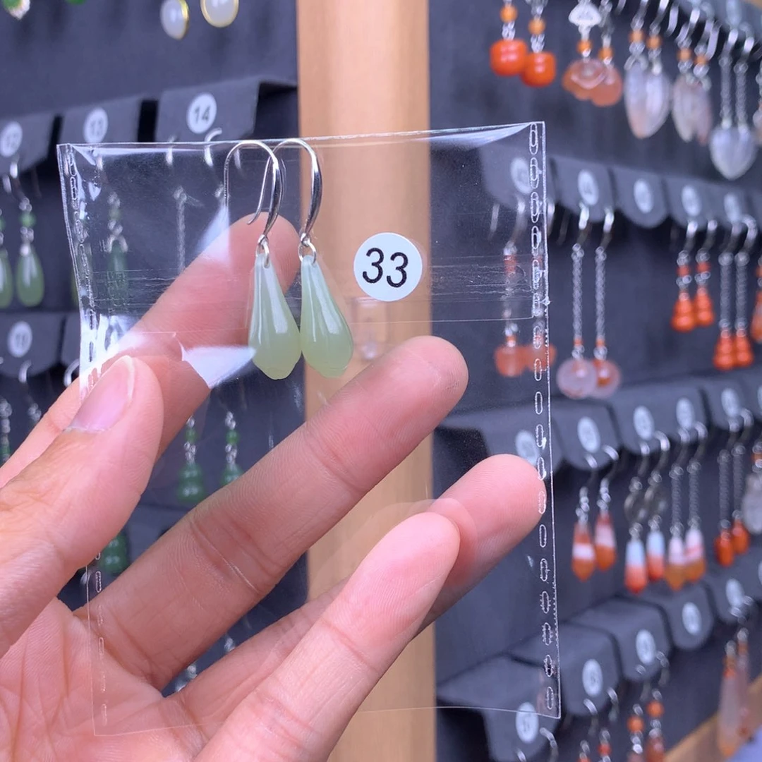 和田玉耳饰银S925镶嵌小*