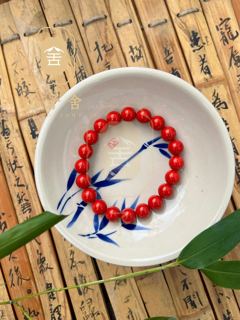 非金属锦纶手链 8mm高纯朱砂素圈，百搭显白，寓意鸿运当头驱避招纳