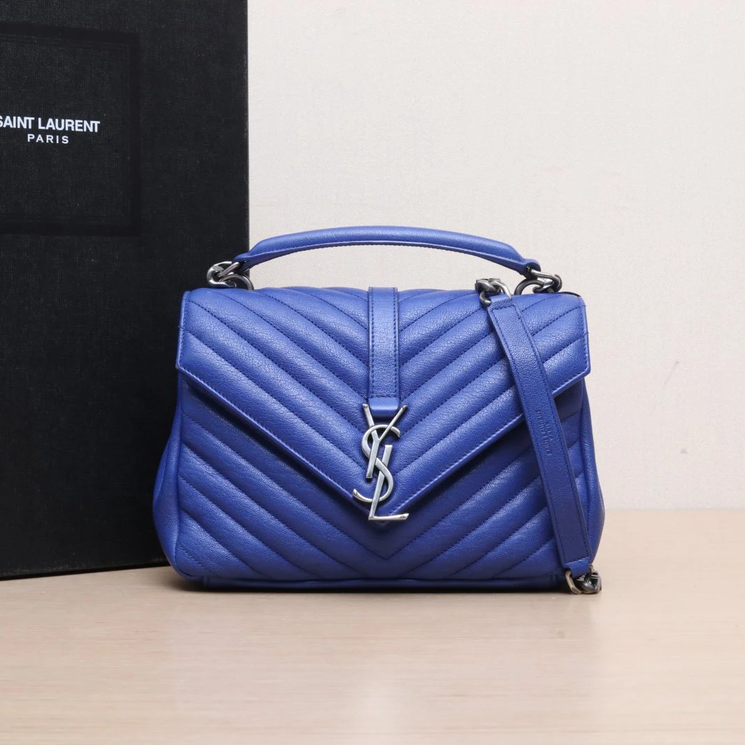 95新 YSL/圣罗兰 【娇】邮差斜跨包皮革C银扣 P215664285