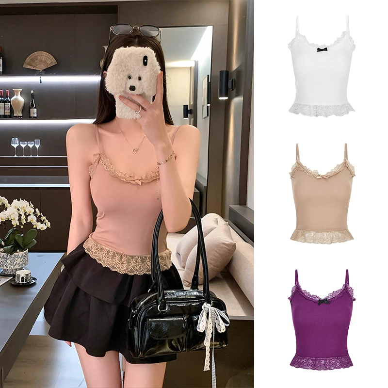 Moses Queen/魔西女王辣妹性感蕾丝拼接吊带背心女修身带胸垫美背