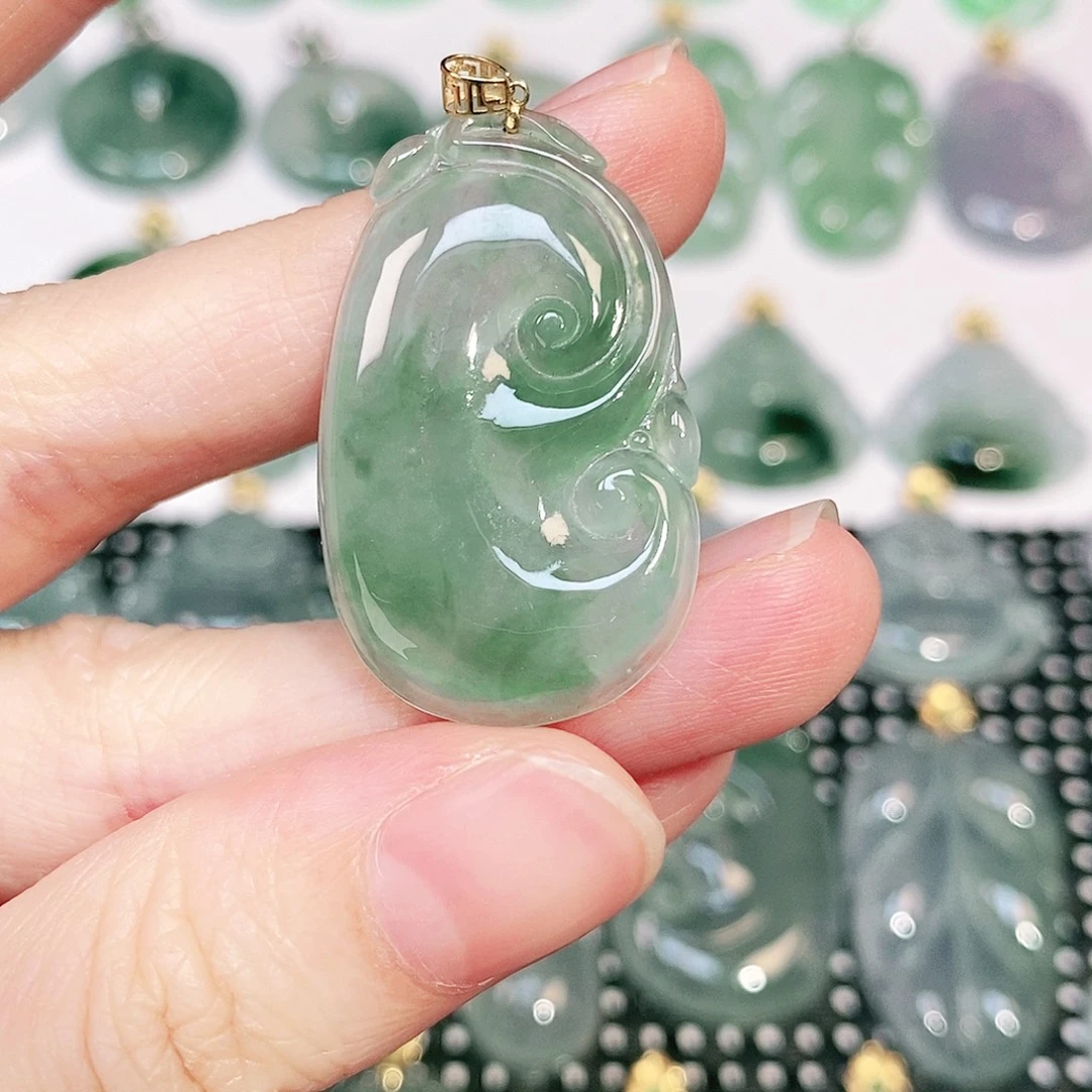 翡翠18K金镶嵌吊坠(不含链)