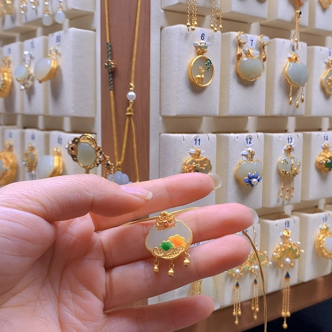 和田玉银S925镶嵌颈饰