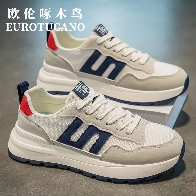 欧伦啄木鸟男鞋2025新款夏季网面透气休闲运动鞋男士慢跑开车男鞋