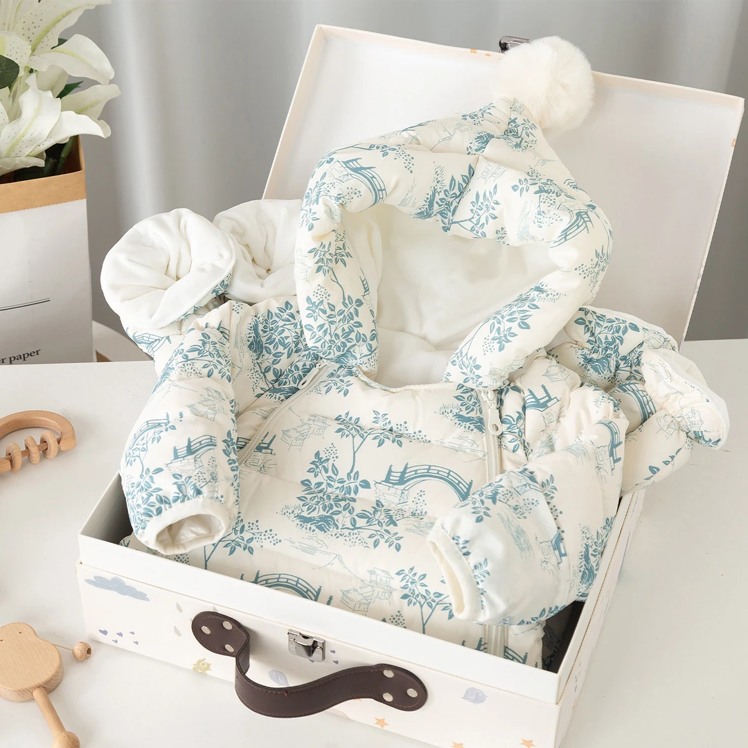 【专利款】婴儿羽绒服连体衣中国风宝宝外出哈衣冬季新生儿抱衣爬服