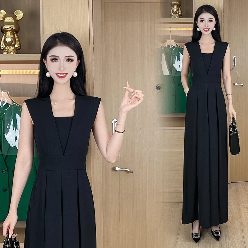 2025夏季新款收腰显瘦洋气轻奢风高级感气质方领裙裤背带裤韩版