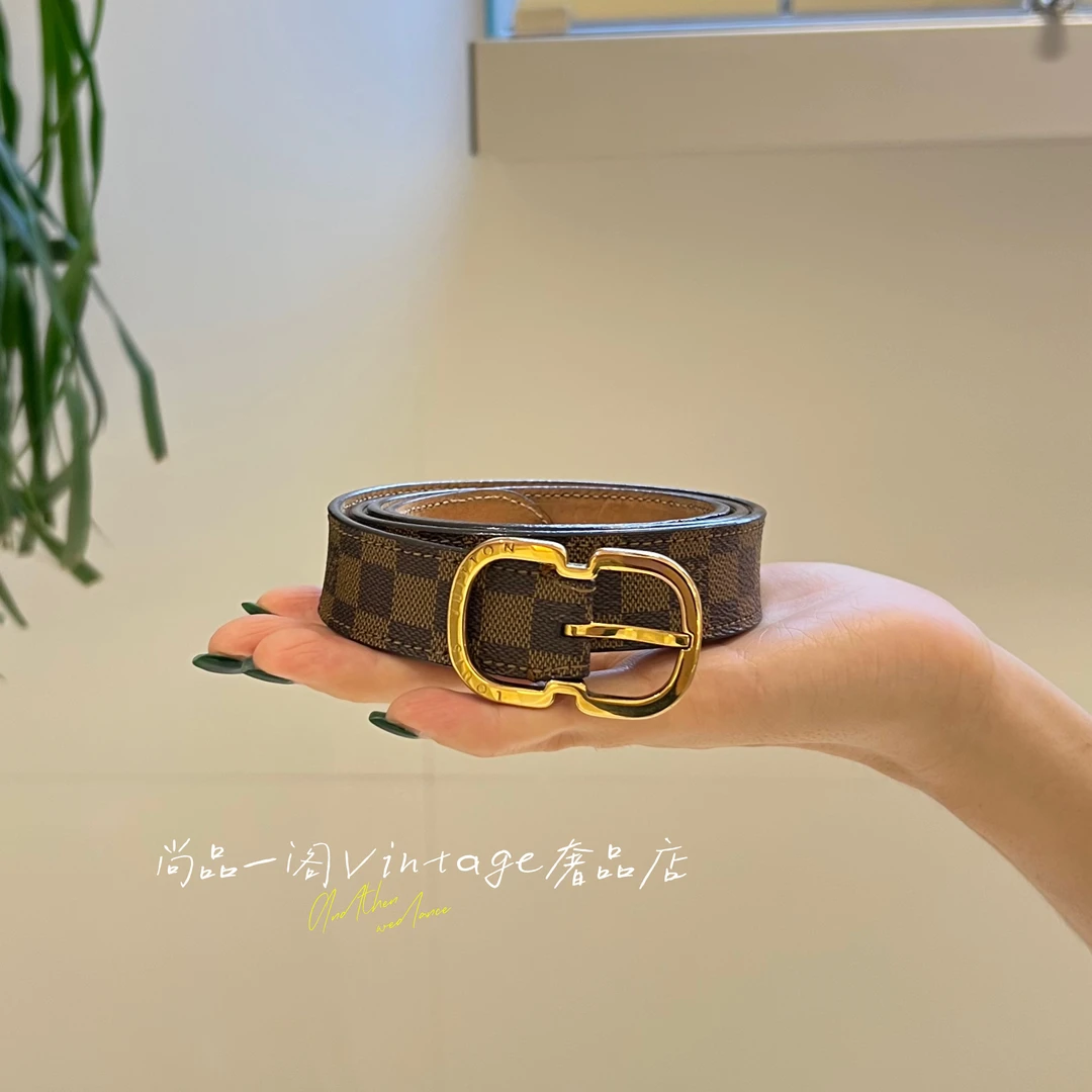 95新 LouisVuitton/路易威登 尚品一阁/咖啡格腰带90码