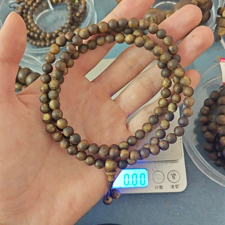 沉香手串绿奇楠沉香多圈卡6圆珠发1