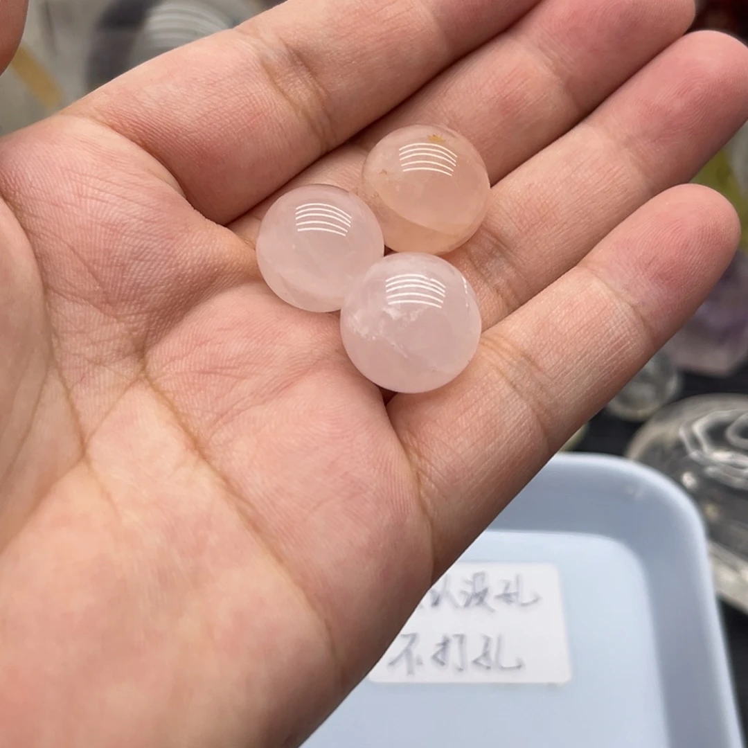 未镶嵌水晶珠宝半成品5 粉水晶17mm