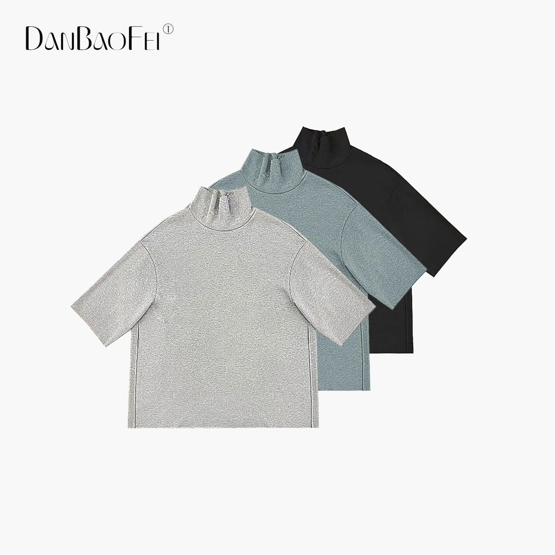 【依衣】新款女装小众知识分子宽松棉质高领八分袖 YLM001265