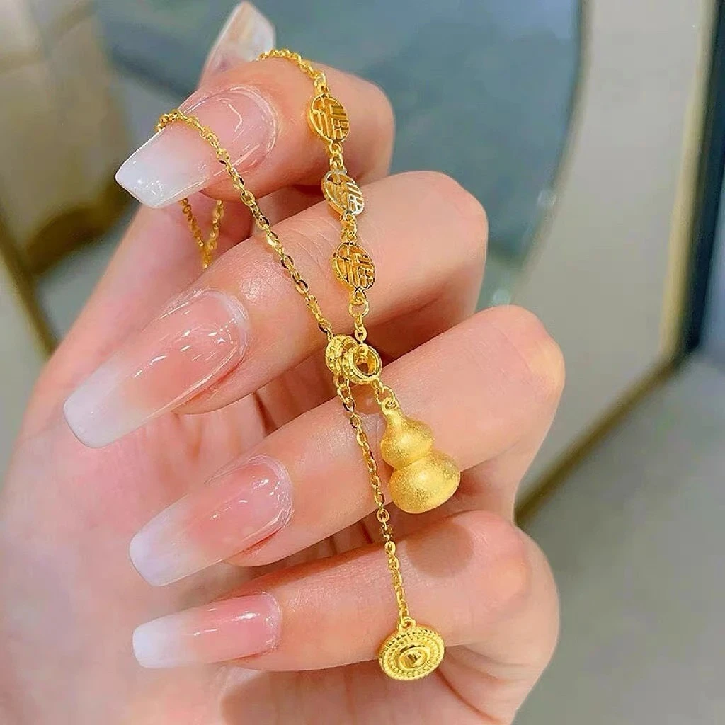 铜合金吊坠 新中式葫芦吊坠项链小众轻奢吉祥如意精致项链锁骨链