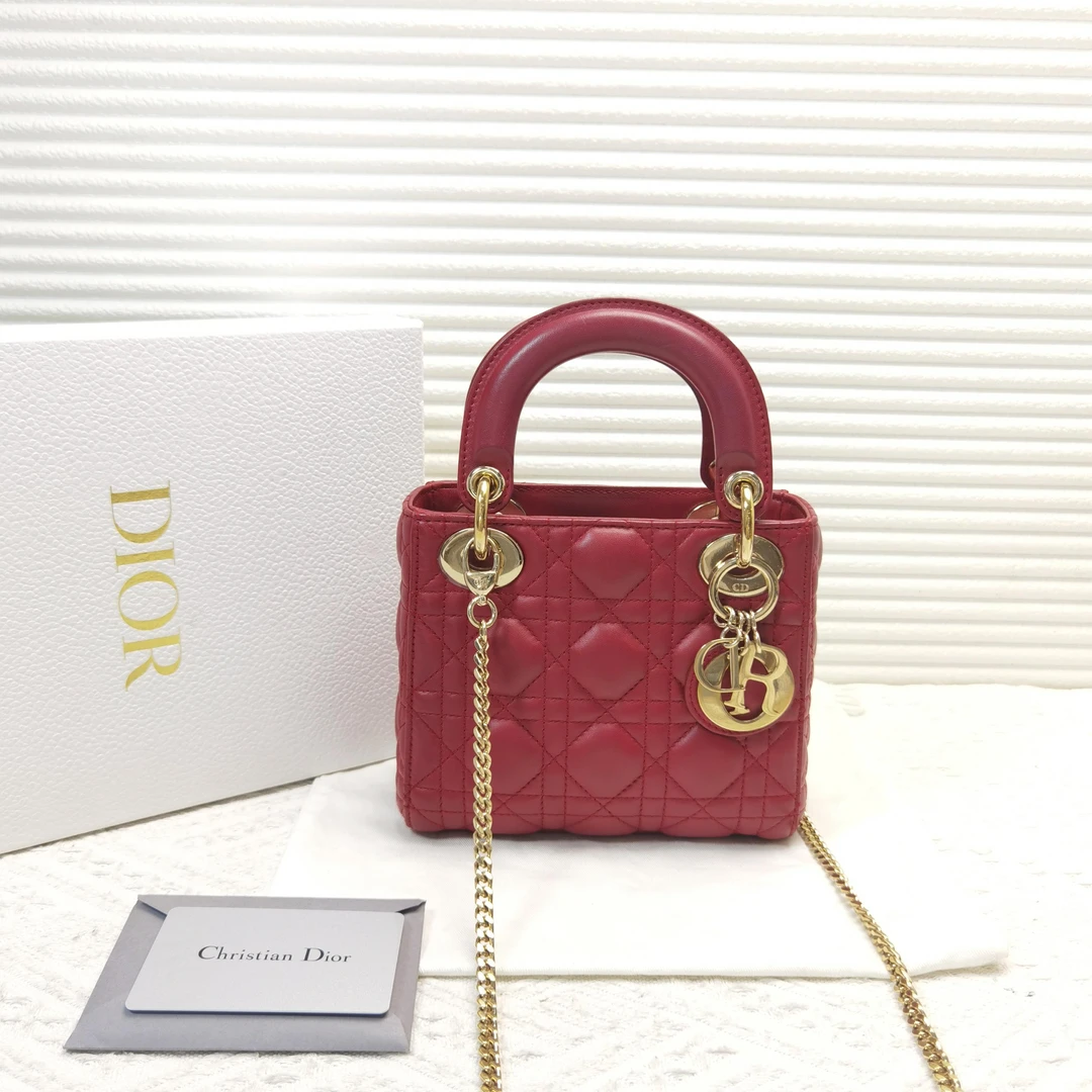 95新 DIOR/迪奥 Dior迪奥Lady三格戴妃包链条包斜挎包