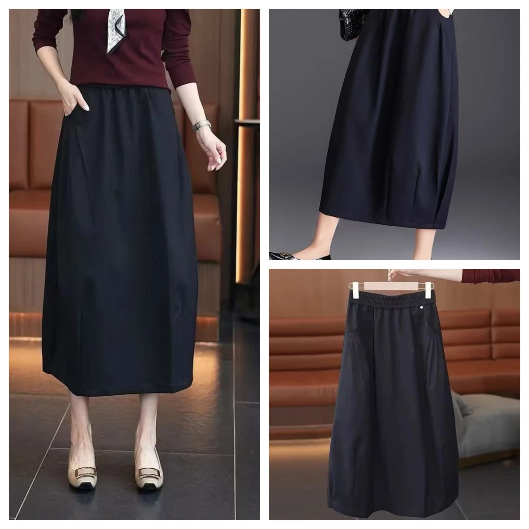 气质显瘦花苞裙2025秋季新款高端时尚宽松遮跨大码休闲A字裙子女