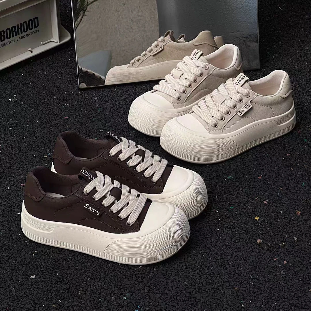 可爱大头小白鞋女2025秋季新款增高休闲面包鞋厚底运动板鞋潮6800