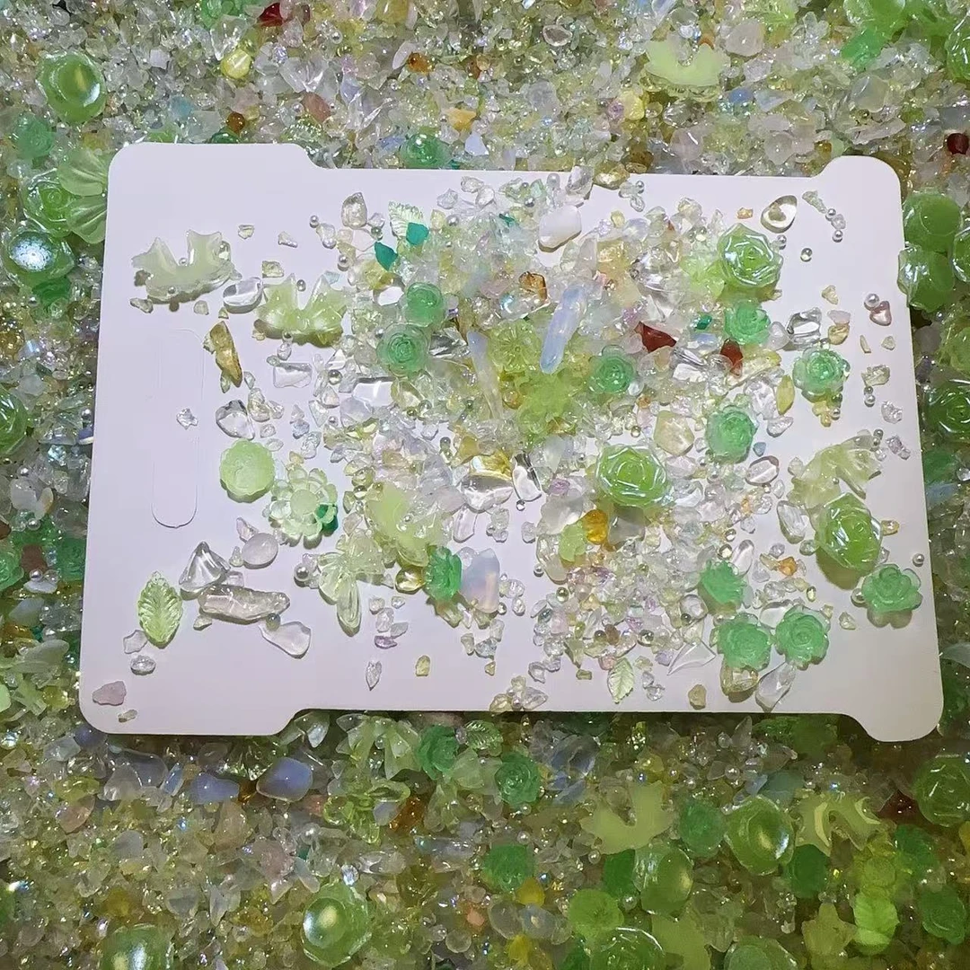 美甲钻天然水晶石饰品DIY流麻材料网红碎石风暴蔷薇玫瑰花花美甲