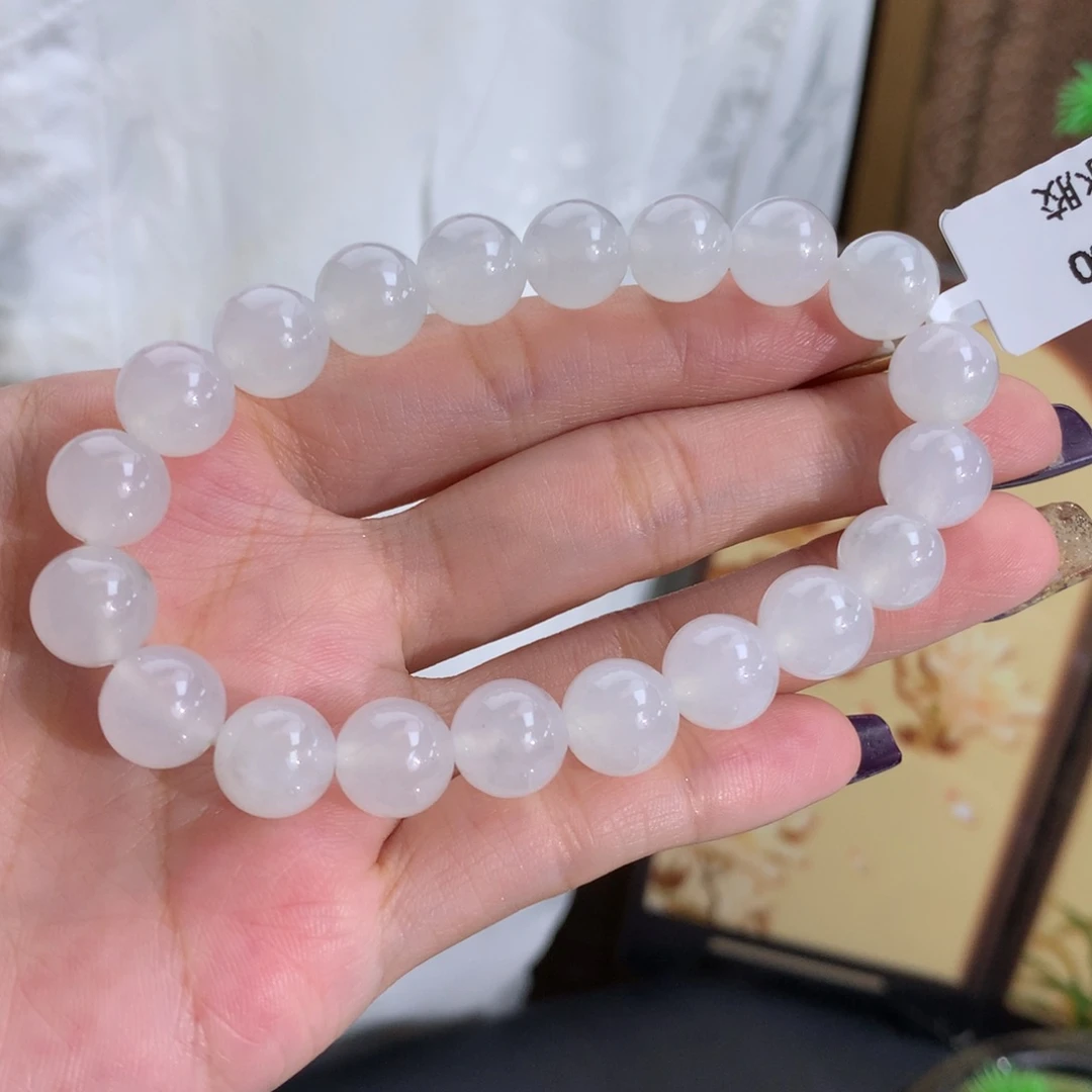 翡翠未镶嵌手串卡10胶润白冰手串