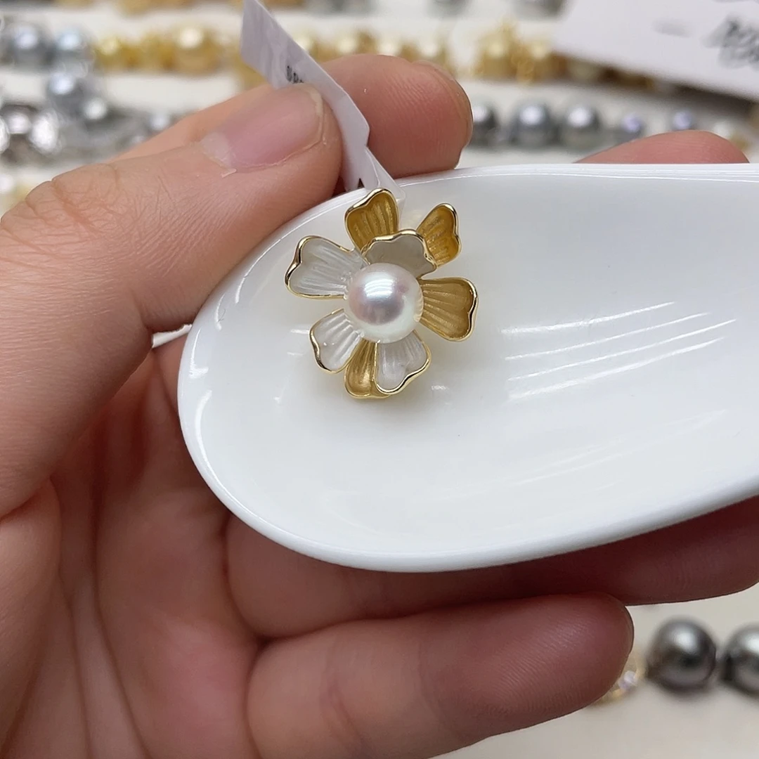 海水珍珠银S925镶嵌吊坠(不含链)