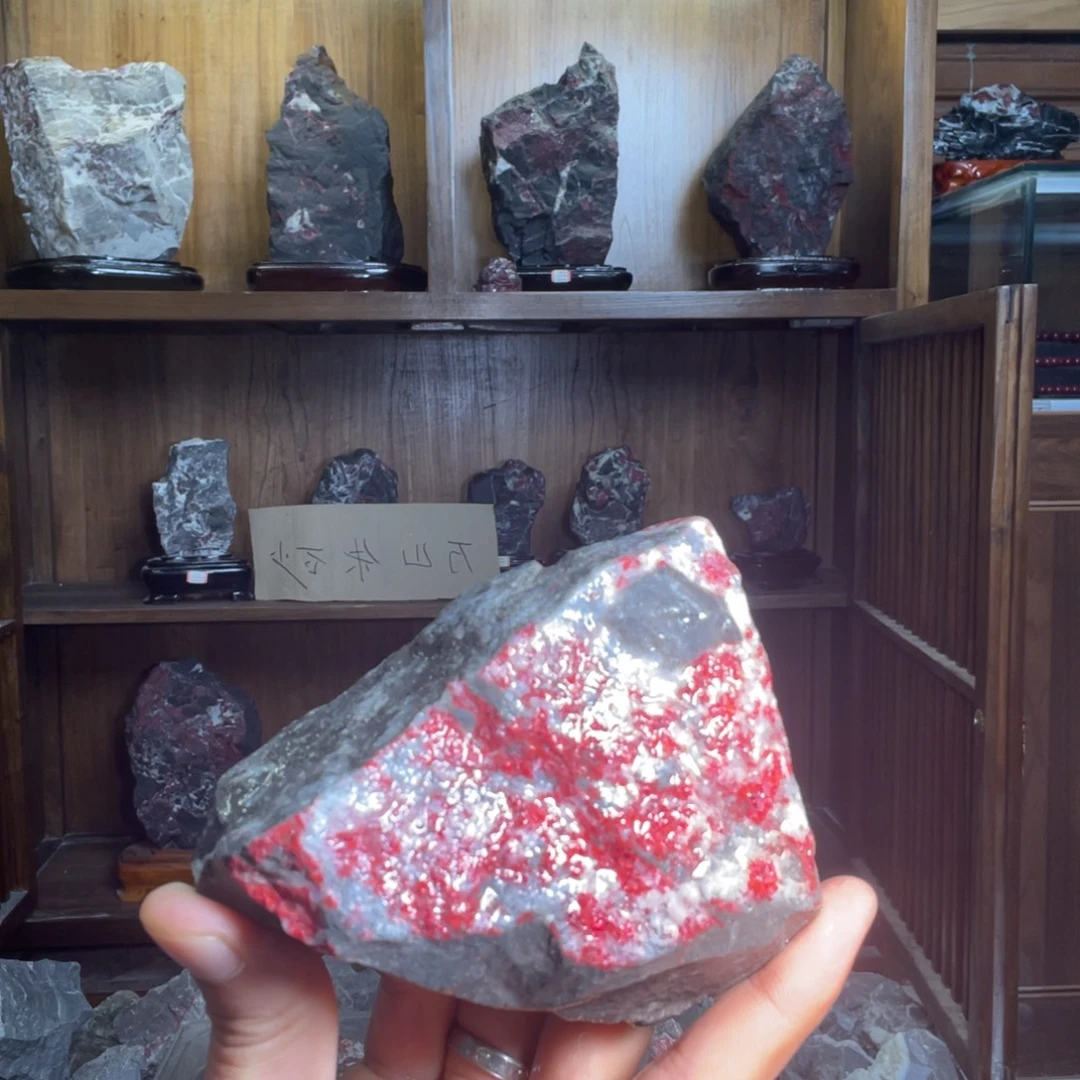 天然辰砂A428原石毛料