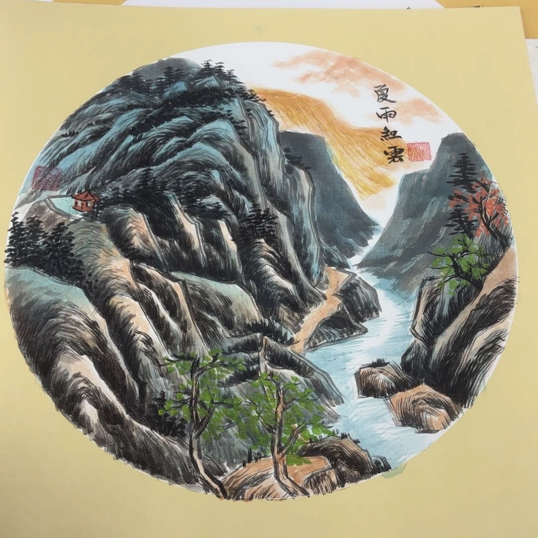 国画斗方时尚手绘