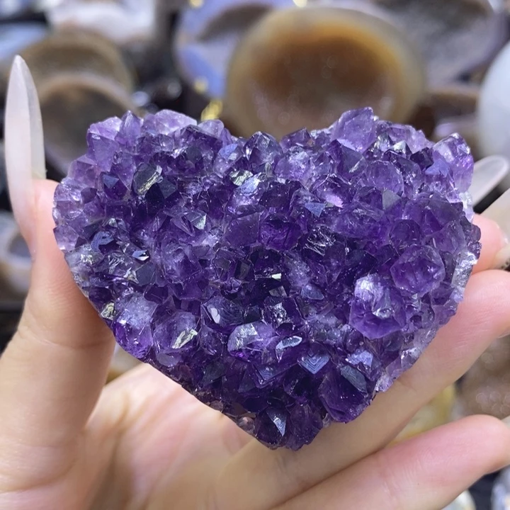 未镶嵌珠宝半成品紫晶紫晶爱心