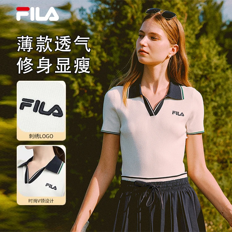 Fila/斐乐2025年夏季新款户外运动女士休闲短袖POLO衫F11W539402F