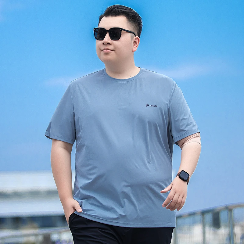 运动短袖体恤男加肥大码速干透气上衣夏季新款肥佬休闲圆领t恤衫