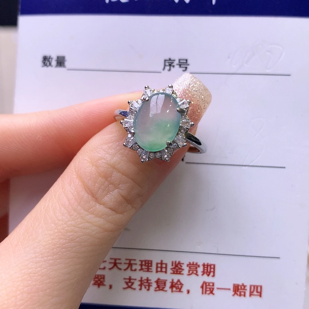 翡翠银S925镶嵌戒指187