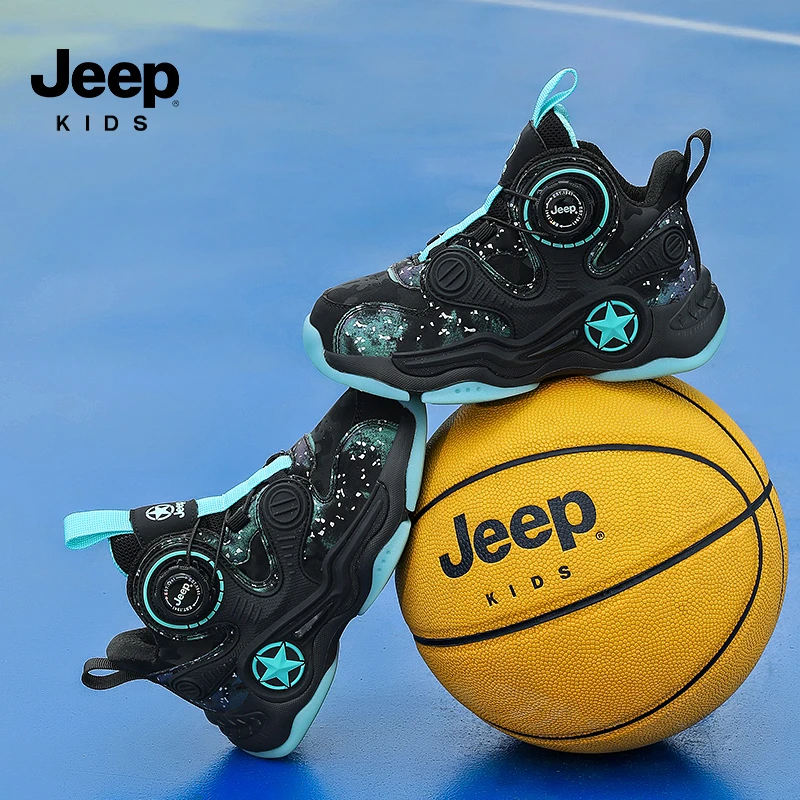JEEP/吉普中大童运动跑鞋女童2025秋季新款男童中帮护脚踝篮球鞋