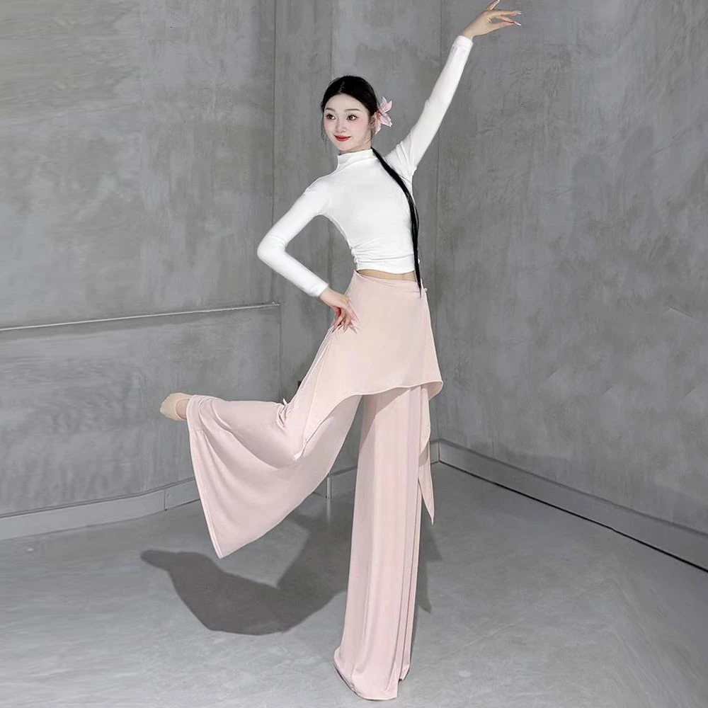 新款现代舞裤子2025新款形体服夏天古典舞练功服假两件舞蹈阔腿裤