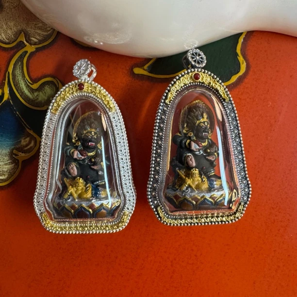 古法彩绘 立体【黑财】手工擦擦佛 S925银外壳