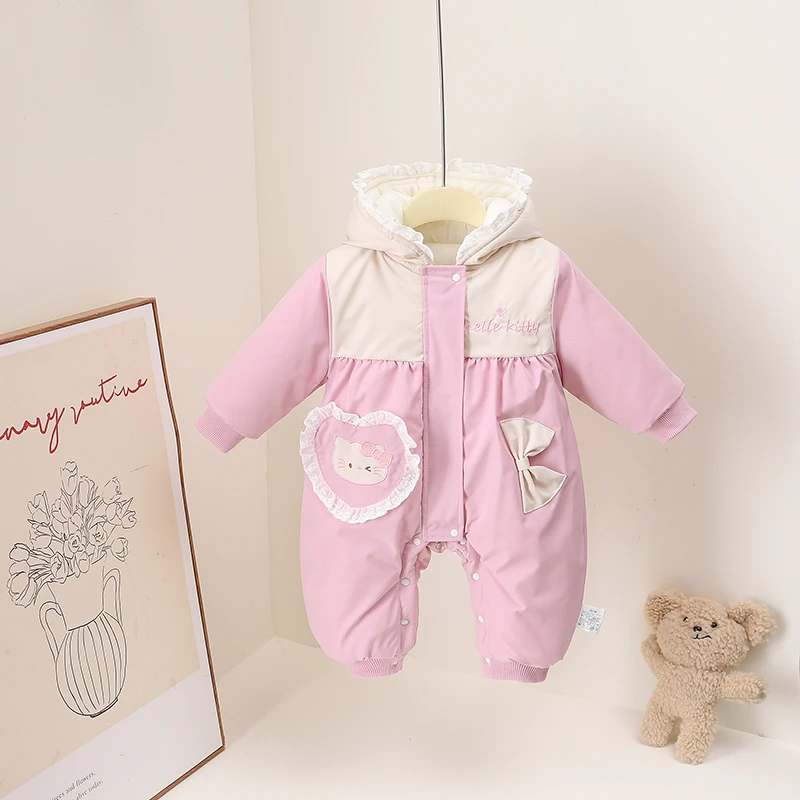 女童冬季爬服秋冬公主KT猫棉哈衣加厚秋冬宝宝