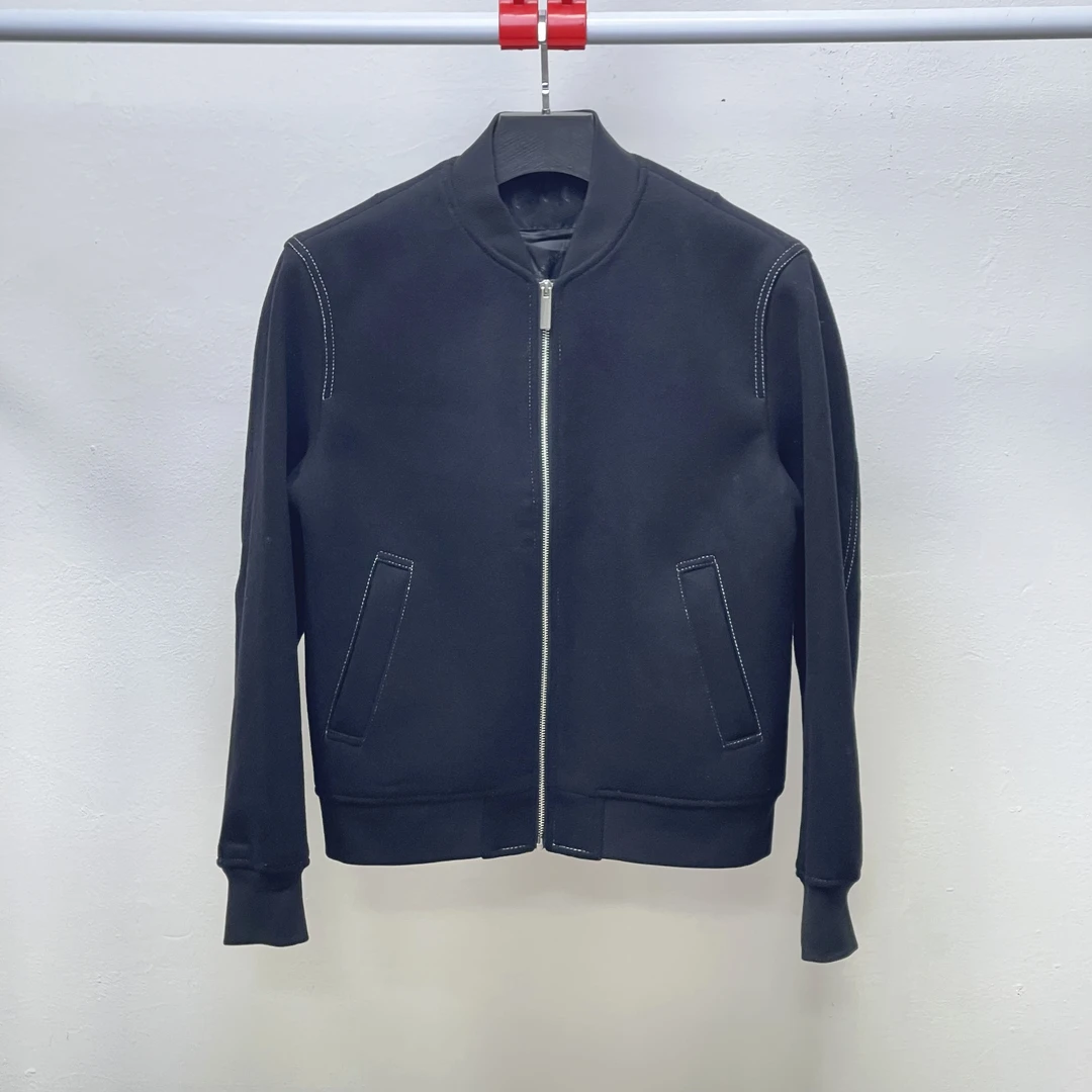 男士短裤棒球领黑色轻奢秋冬时尚舒适百搭呢子夹克