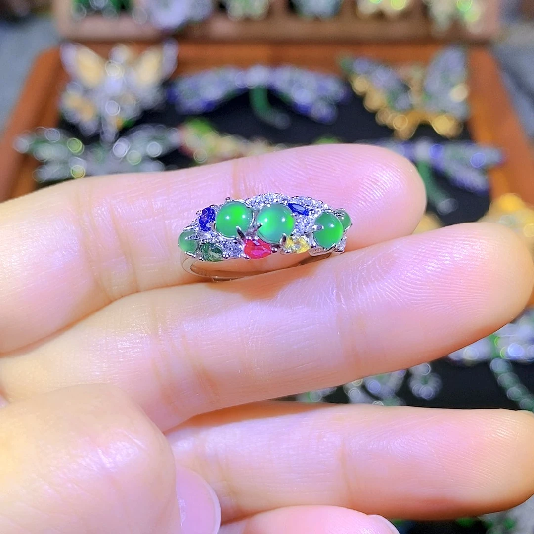 吊坠(不含链)银S925镶嵌翡翠