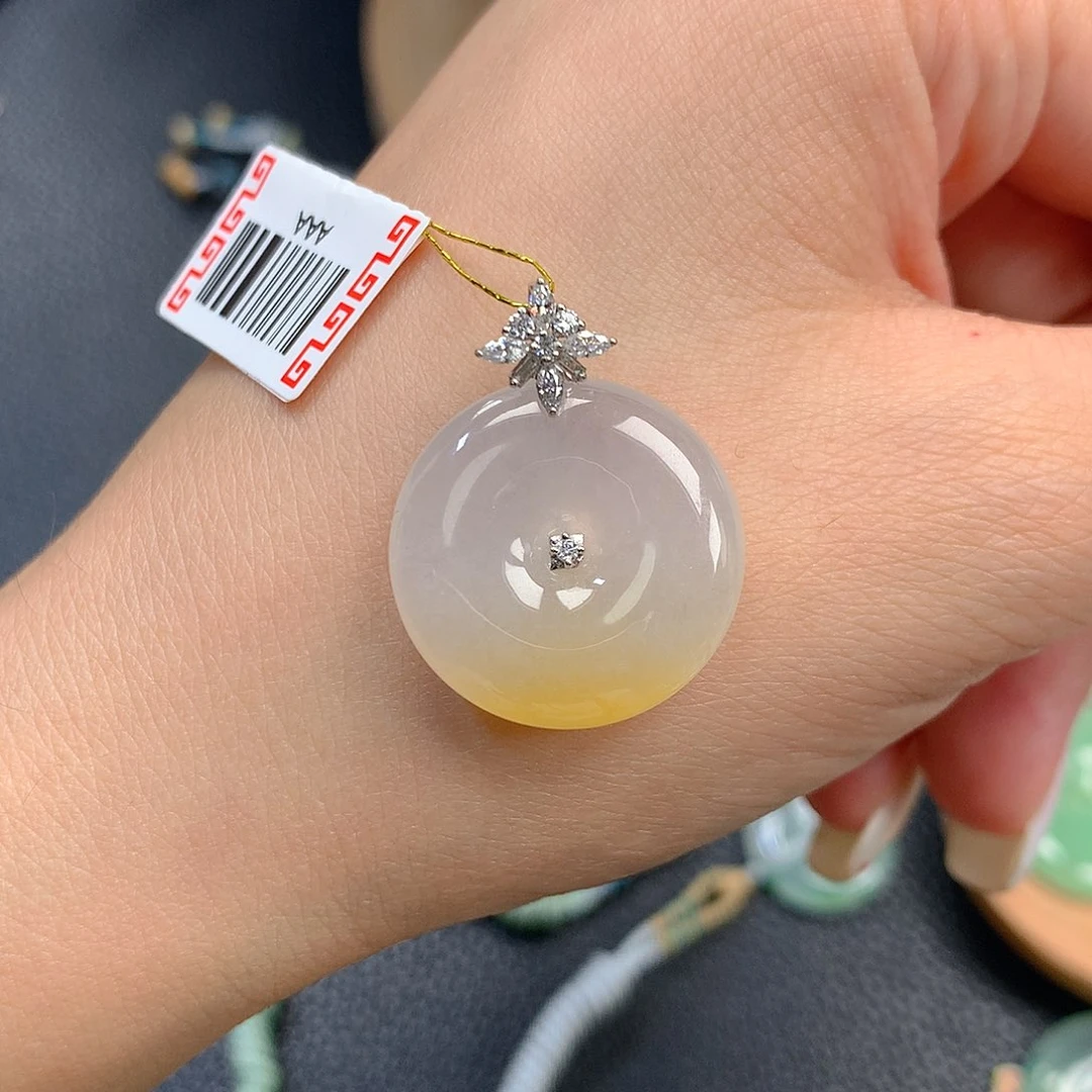 吊坠(不含链)18K金镶嵌翡翠翡翠