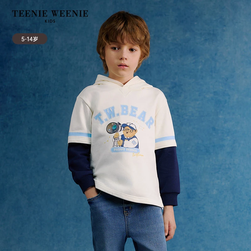 【银泰百货XH】Teenie Weenie男童简约休闲连帽套头卫衣TKMW251205B