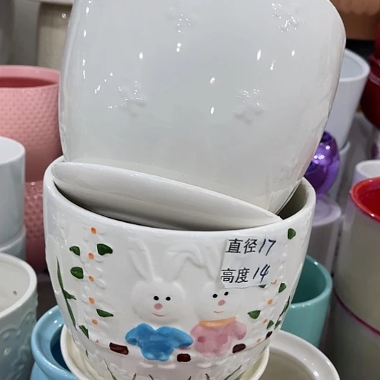 多肉绿植陶瓷花盆9.9包邮，有孔