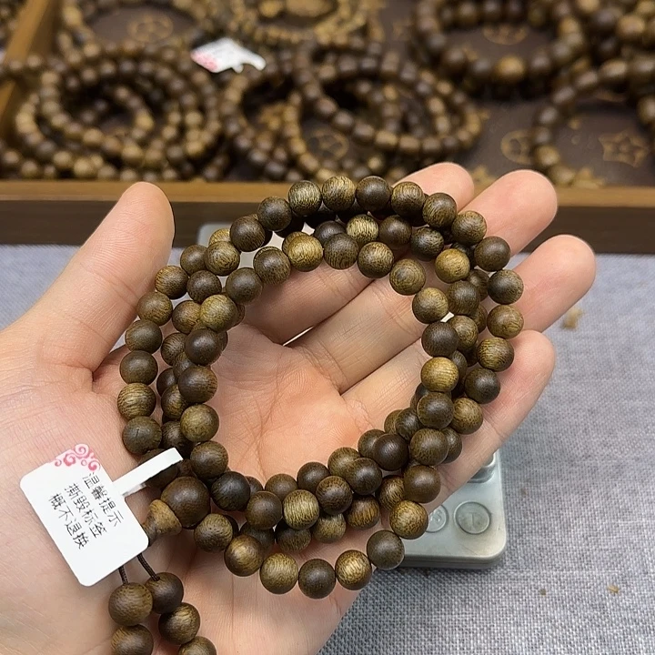 沉香香囊沉香08多圈圆珠乌身圆叶99沉水