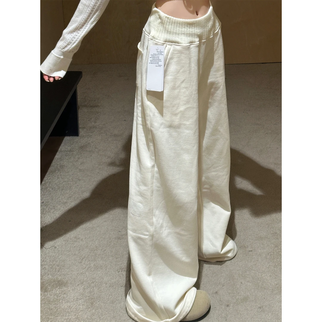 2025秋冬新款慵懒宽松阔腿裤直筒垂感糯米裤垂感长裤长袖开衫外套