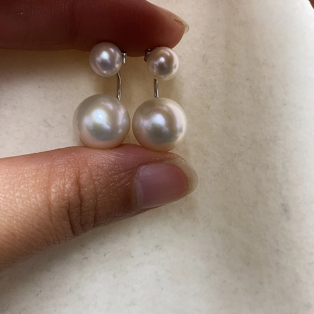 银S925镶嵌淡水珍珠耳饰
