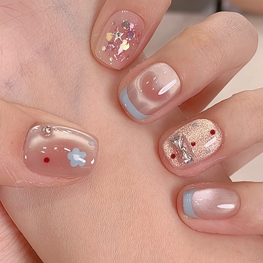 【爱情海】小席专享猫眼法式蝴蝶豹纹手绘纯手工显白气质穿戴甲